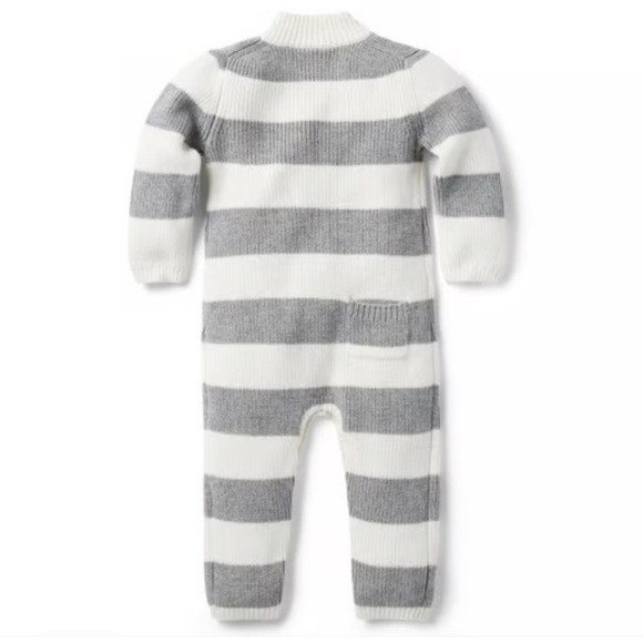 Janie and Jack Gray and White Striped Footie - Picture 2 of 15